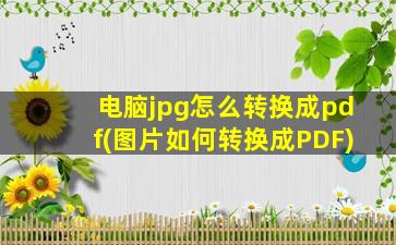 电脑jpg怎么转换成pdf(图片如何转换成PDF)