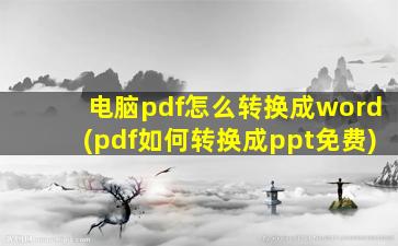 电脑pdf怎么转换成word(pdf如何转换成ppt免费)