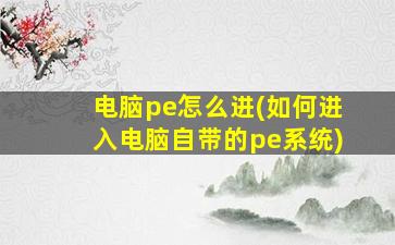 电脑pe怎么进(如何进入电脑自带的pe系统)