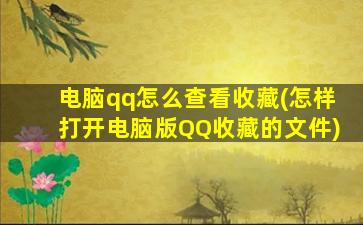 电脑qq怎么查看收藏(怎样打开电脑版QQ收藏的文件)