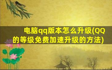 电脑qq版本怎么升级(QQ的等级免费加速升级的方法)