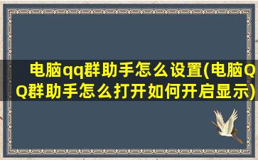 电脑qq群助手怎么设置(电脑QQ群助手怎么打开如何开启显示)