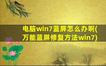 电脑win7蓝屏怎么办啊(万能蓝屏修复方法win7)