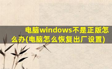 电脑windows不是正版怎么办(电脑怎么恢复出厂设置)