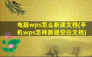 电脑wps怎么新建文档(手机wps怎样新建空白文档)