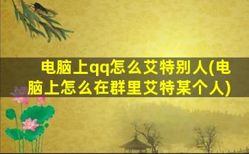 电脑上qq怎么艾特别人(电脑上怎么在群里艾特某个人)