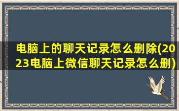 电脑上的聊天记录怎么删除(2023电脑上微信聊天记录怎么删)