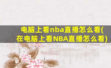 电脑上看nba直播怎么看(在电脑上看NBA直播怎么看)