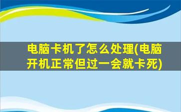 电脑卡机了怎么处理(电脑开机正常但过一会就卡死)