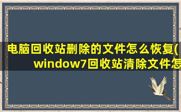 电脑回收站删除的文件怎么恢复(window7回收站清除文件怎么恢复)