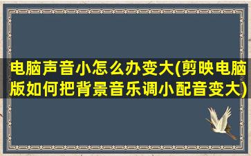 电脑声音小怎么办变大(剪映电脑版如何把背景音乐调小配音变大)