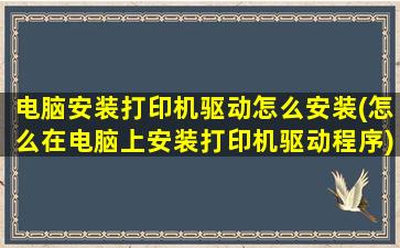 电脑安装打印机驱动怎么安装(怎么在电脑上安装打印机驱动程序)