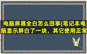 电脑屏幕全白怎么回事(笔记本电脑显示屏白了一块，其它使用正常，是怎么回事)