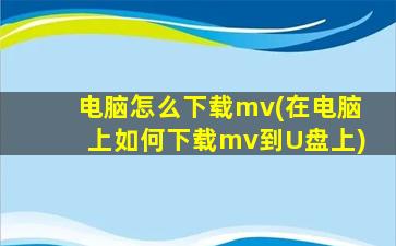 电脑怎么下载mv(在电脑上如何下载mv到U盘上)