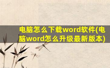 电脑怎么下载word软件(电脑word怎么升级最新版本)