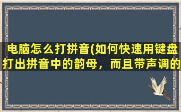 电脑怎么打拼音(如何快速用键盘打出拼音中的韵母，而且带声调的)