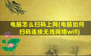 电脑怎么扫码上网(电脑如何扫码连接无线网络wifi)