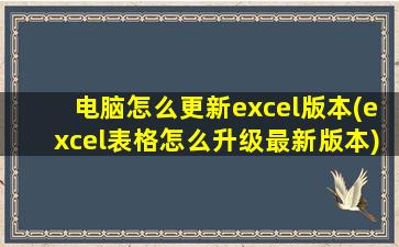 电脑怎么更新excel版本(excel表格怎么升级最新版本)