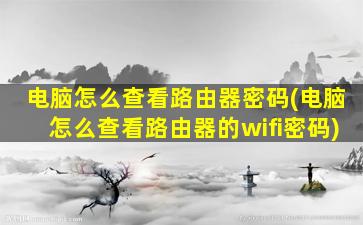 电脑怎么查看路由器密码(电脑怎么查看路由器的wifi密码)