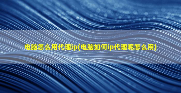 电脑怎么用代理ip(电脑如何ip代理呢怎么用)