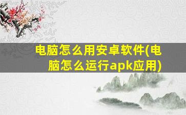 电脑怎么用安卓软件(电脑怎么运行apk应用)