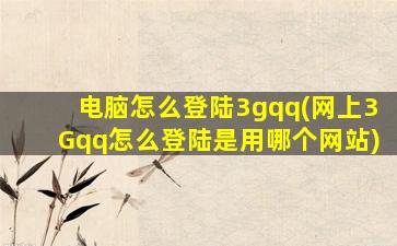 电脑怎么登陆3gqq(网上3Gqq怎么登陆是用哪个网站)