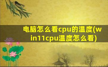 电脑怎么看cpu的温度(win11cpu温度怎么看)