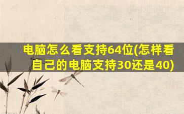 电脑怎么看支持64位(怎样看自己的电脑支持30还是40)