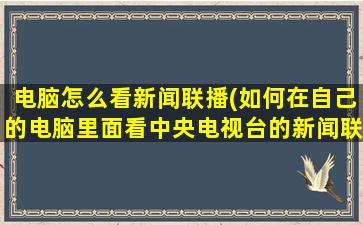 电脑怎么看新闻联播(如何在自己的电脑里面看中央电视台的新闻联播)