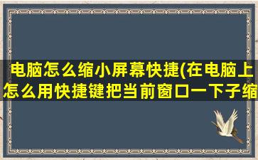 电脑怎么缩小屏幕快捷(在电脑上怎么用快捷键把当前窗口一下子缩小到任务栏中)