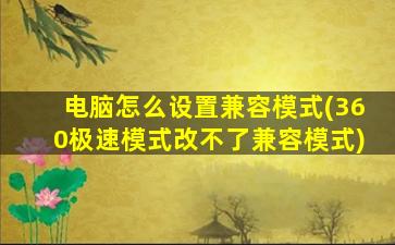 电脑怎么设置兼容模式(360极速模式改不了兼容模式)