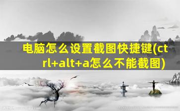 电脑怎么设置截图快捷键(ctrl+alt+a怎么不能截图)