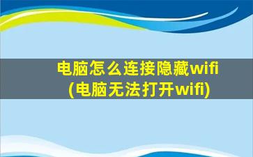 电脑怎么连接隐藏wifi(电脑无法打开wifi)