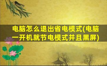 电脑怎么退出省电模式(电脑一开机就节电模式并且黑屏)