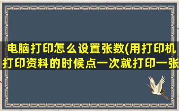 电脑打印怎么设置张数(用打印机打印资料的时候点一次就打印一张，如何设置打印张数)