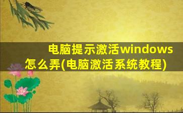 电脑提示激活windows怎么弄(电脑激活系统教程)