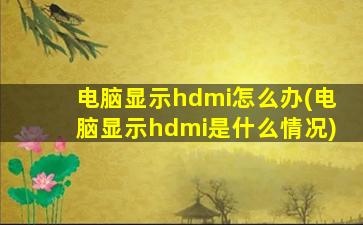 电脑显示hdmi怎么办(电脑显示hdmi是什么情况)