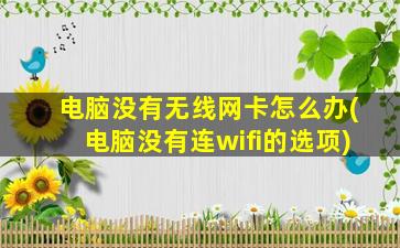 电脑没有无线网卡怎么办(电脑没有连wifi的选项)