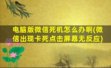 电脑版微信死机怎么办啊(微信出现卡死点击屏幕无反应)