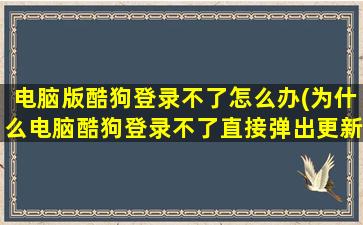 电脑版酷狗登录不了怎么办(为什么电脑酷狗登录不了直接弹出更新)