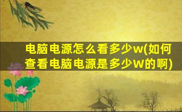 电脑电源怎么看多少w(如何查看电脑电源是多少W的啊)