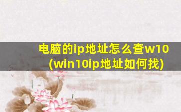 电脑的ip地址怎么查w10(win10ip地址如何找)