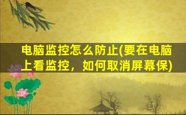 电脑监控怎么防止(要在电脑上看监控，如何取消屏幕保)