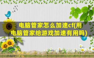 电脑管家怎么加速cf(用电脑管家给游戏加速有用吗)