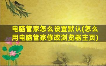 电脑管家怎么设置默认(怎么用电脑管家修改浏览器主页)