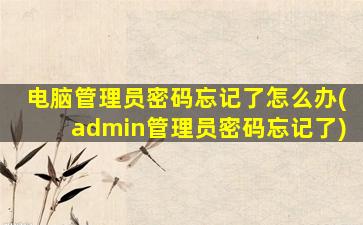 电脑管理员密码忘记了怎么办(admin管理员密码忘记了)