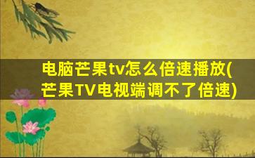 电脑芒果tv怎么倍速播放(芒果TV电视端调不了倍速)