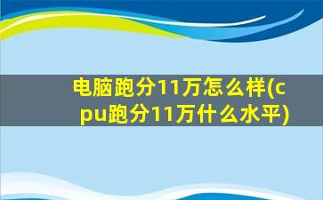 电脑跑分11万怎么样(cpu跑分11万什么水平)