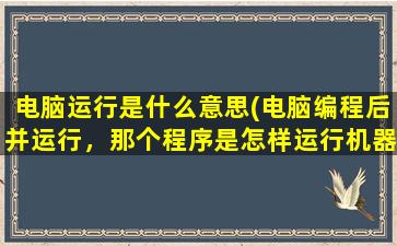 电脑运行是什么意思(电脑编程后并运行，那个程序是怎样运行机器的，原理是什么)