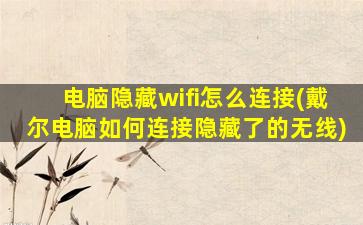 电脑隐藏wifi怎么连接(戴尔电脑如何连接隐藏了的无线)